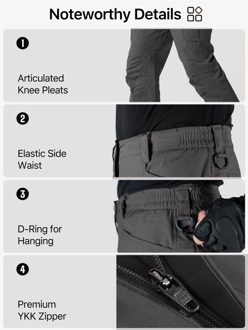 FREE SOLDIER Men's Tactical Pants Water Resistant Ripstop Cargo Work Lightweight EDC Hiking Pants with Multi Pockets (Gray 32W x 32L) - Image 4